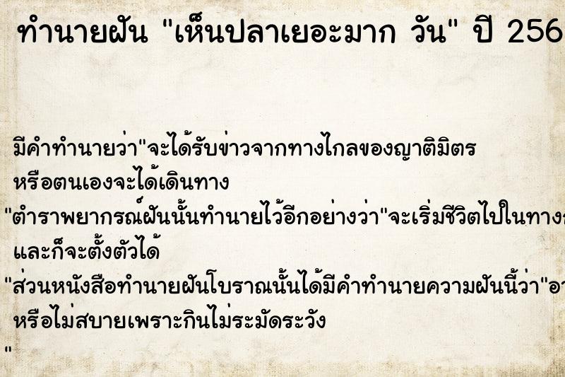 ทำนายฝัน เห็นปลาเยอะมาก วัน